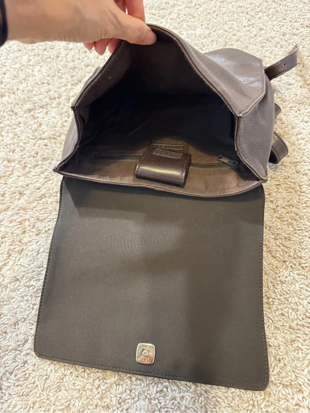 Vintage Tommy Hilfiger Brown Leather flap Backpack